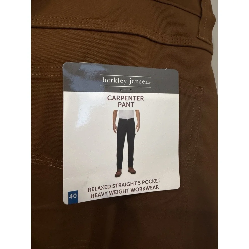 Berkley Jensen Jeans Mens 40x30 Fleece Lined Carpenter Relaxed Straight NWT Tan